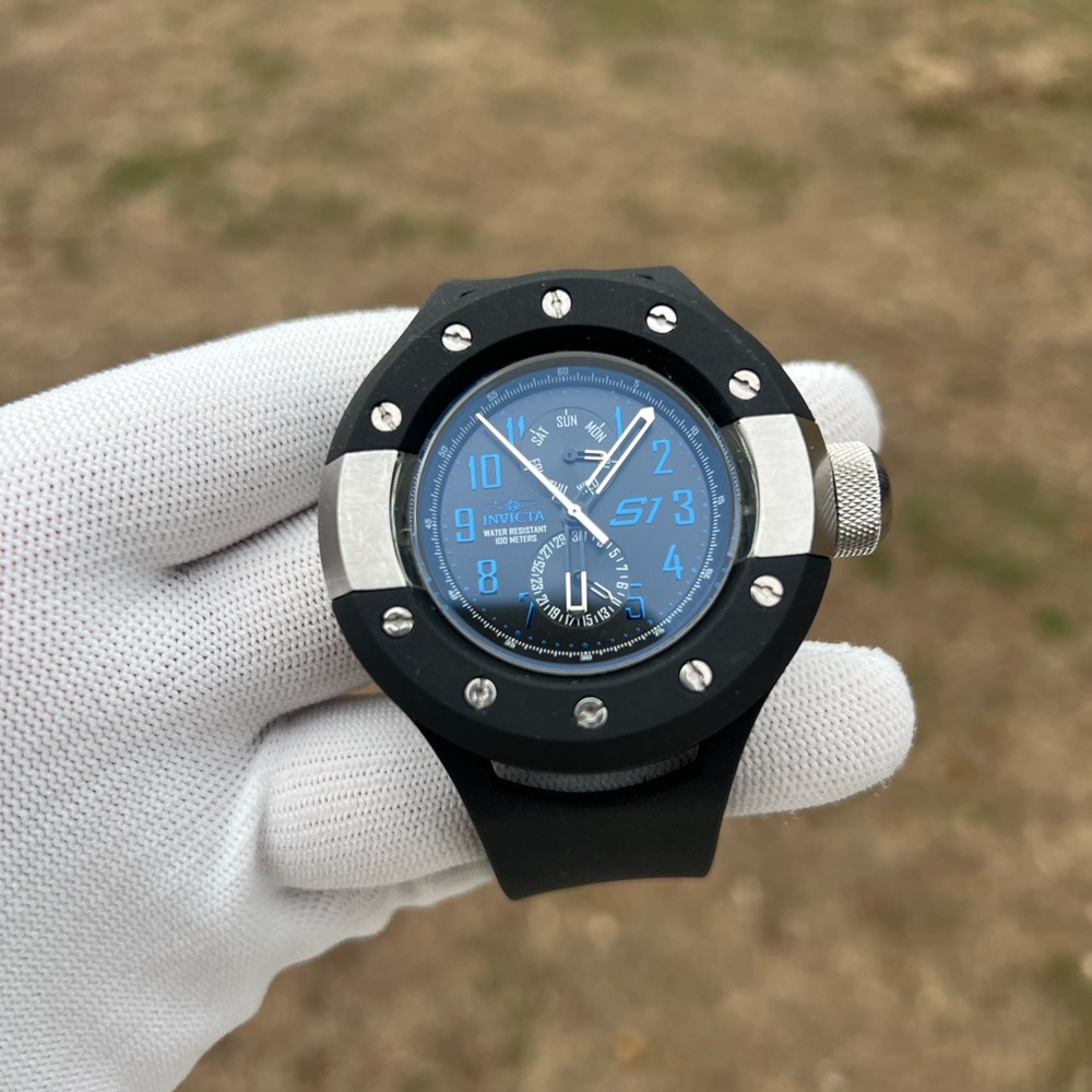 Invicta S1Rally Black Blue Accents Dial Black Polyurethane Band Mens